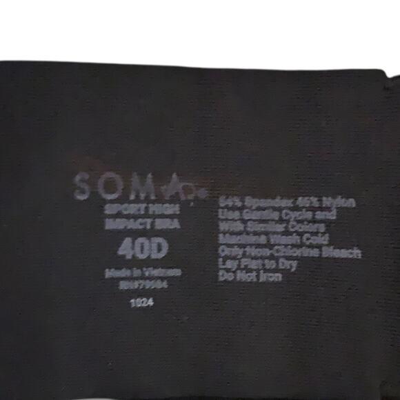 Soma Bra Women's Size 40D Vanishing Back Full Coverage Black Wide Straps NWOT - Picture 4 of 4